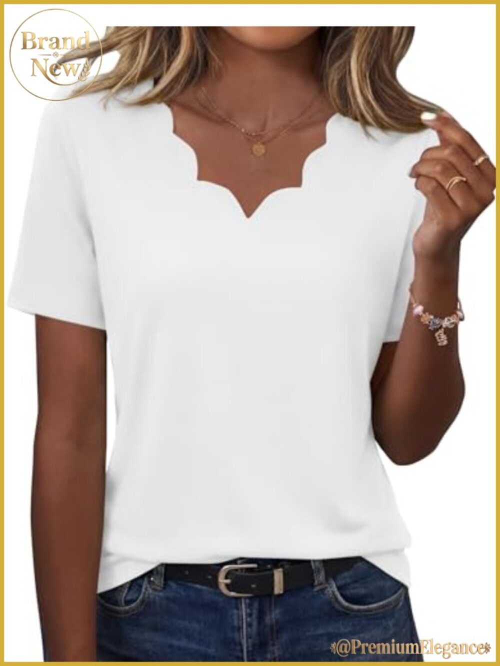 Womens V Neck Short Sleeve Tunic Blouse Casual Dressy Summer Top